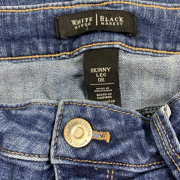 White House Black Market 0 Jeans Skinny Leg Dark - Picture 4 of 5